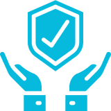 Safety shield with checkmark symbol